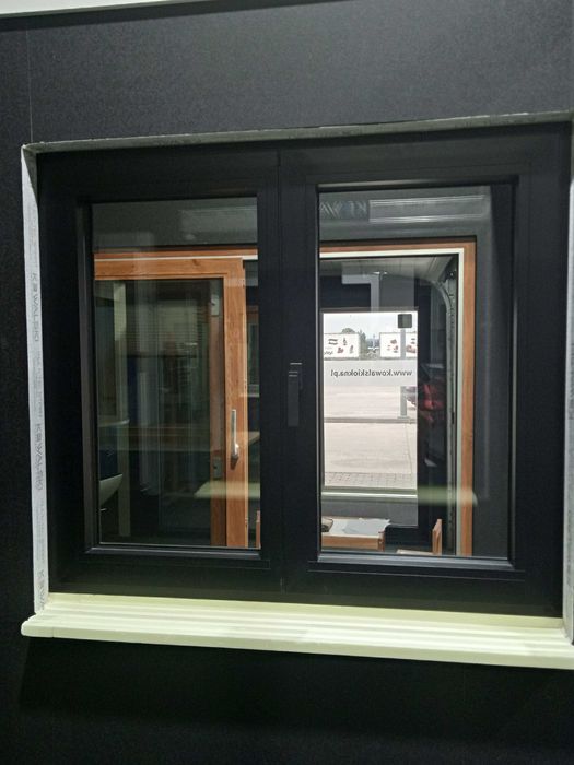 Okno 1295x1140 czarny/czarny 3 szyby #OK46