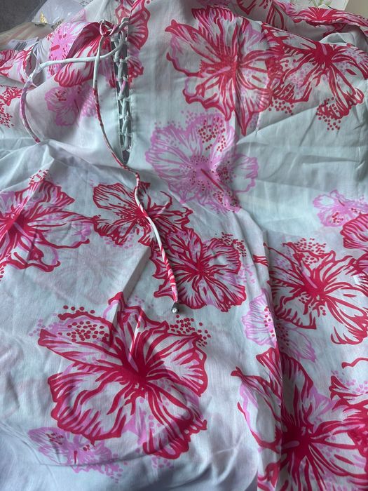 B.P.C sukienka plażowa tunika jasnoniebieska w kolorowe kwiaty r.56/58