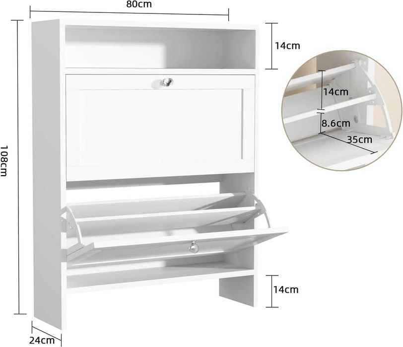 Nowa szafka na buty / uchylna / schowek / półka / 24x80x108cm / W109!