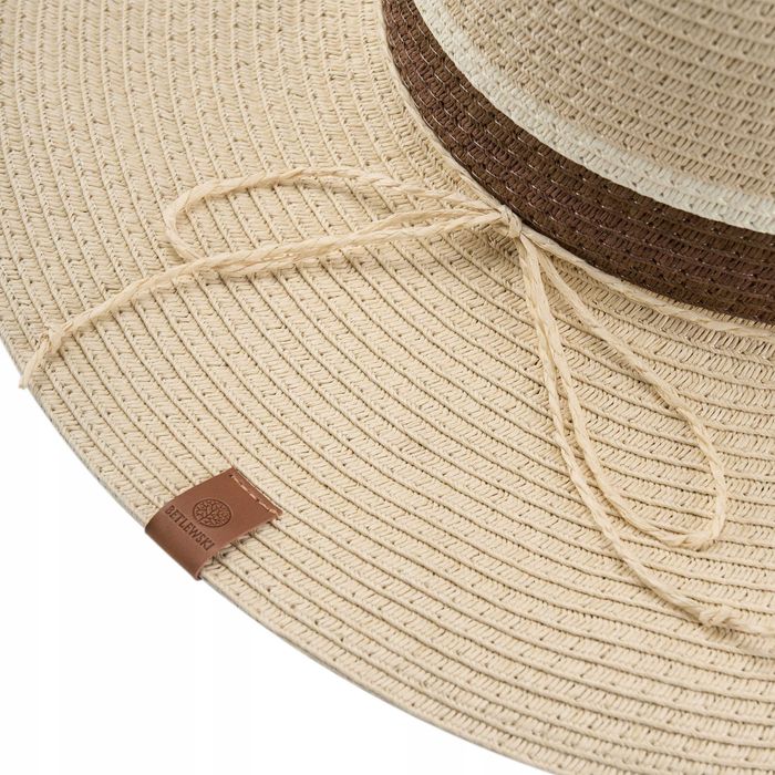 Betlewski Kapelusz słomkowy damski letni na plaże beżowy PANAMA