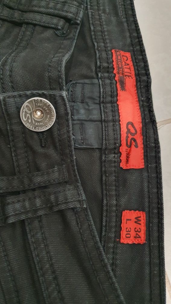 By as s.oliver spodnie jeansowe dżinsowe czarne 34 30 s XS 36
