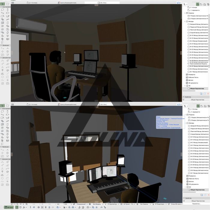 Проектування студій звукозапису, акустичні панелі, акустика приміщень.