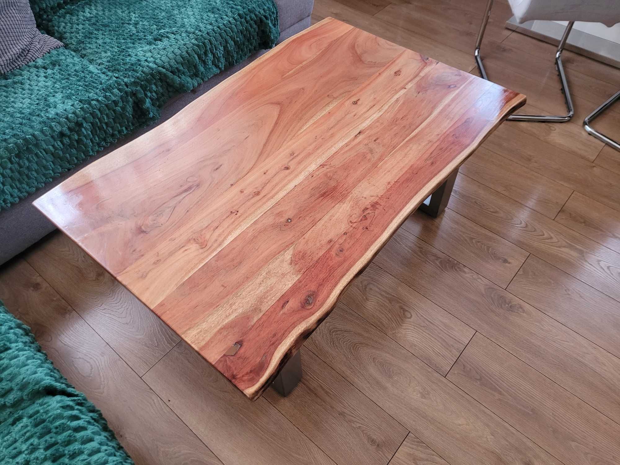 Drewniana Ława Stolik Kawowy Loft Industrialny Lite Drewno