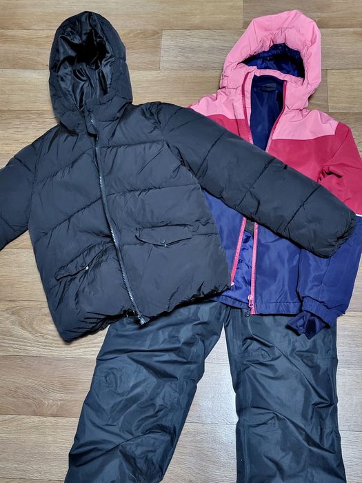 Куртка для девочки зима 140 см, термо куртка и термо штаны +обувь в по