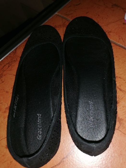 Czarne balerinki baleriny baletki 34 deichmann