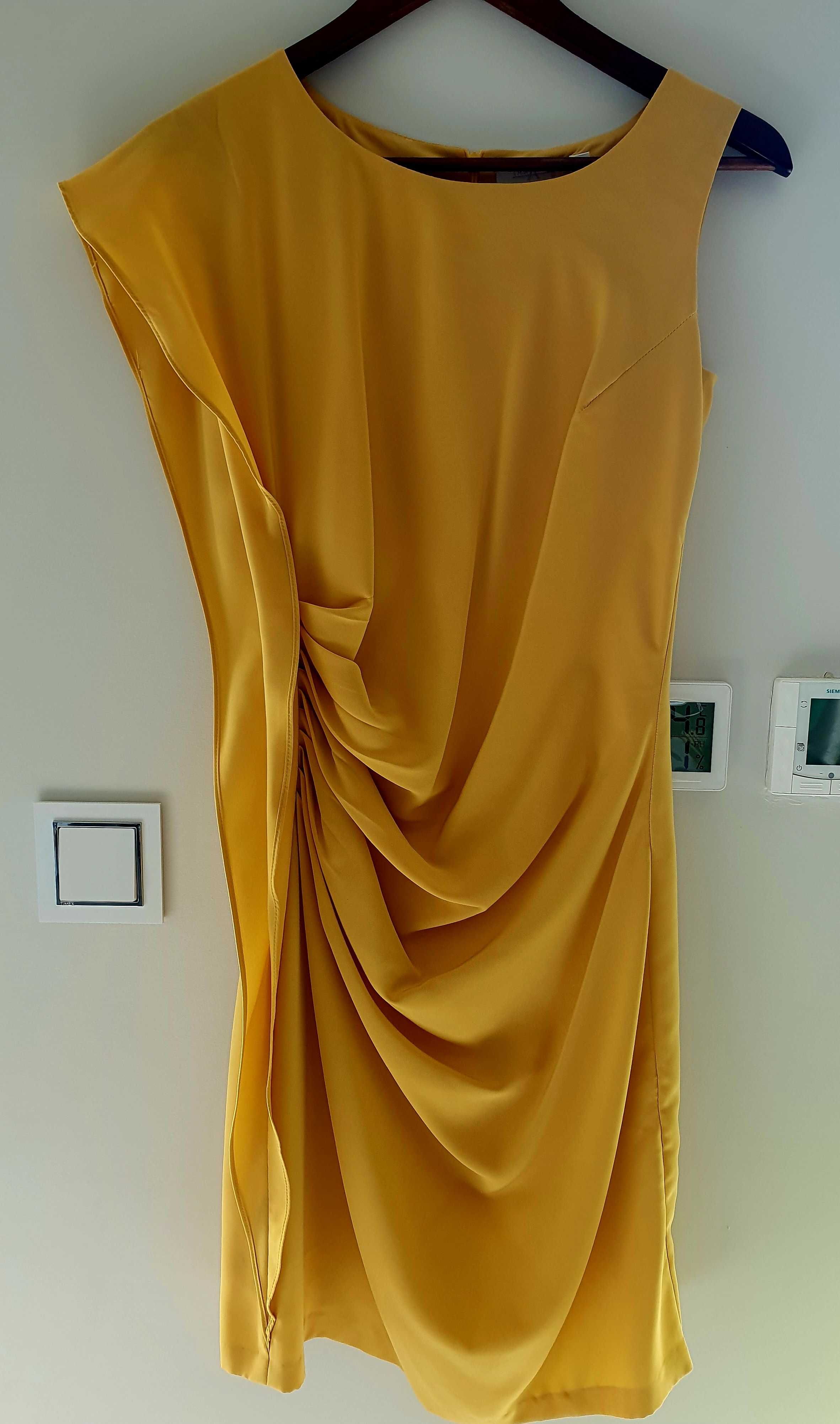 Żółta sukienka koktajlowa Taranko rozmiar 34