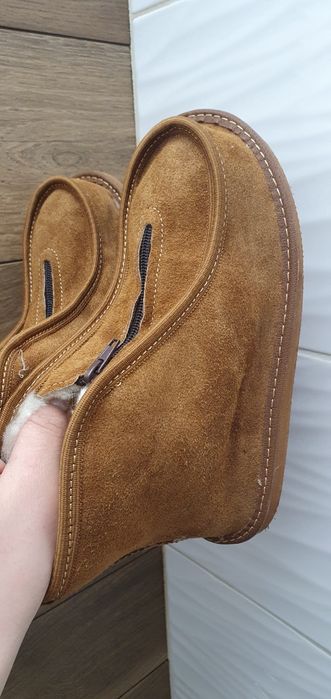 Bambosze botki 38 skóra skórzane brązowe wełna 37,39