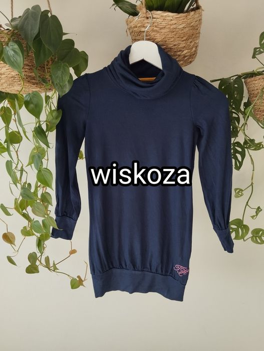 Bluzka golf z wiskozy, granatowy, basic r.32/34  Tommy Hilfiger