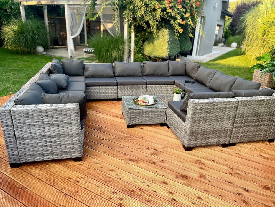 zestaw Palermo XXL technorattan wielki narożnik sofa pufa 2 kolory