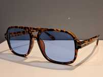 TOM FORD pomarańczowe panterkowe nowe unisex okulary