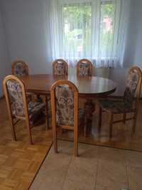 Stół z krzesłami, witryna i stolik rtv