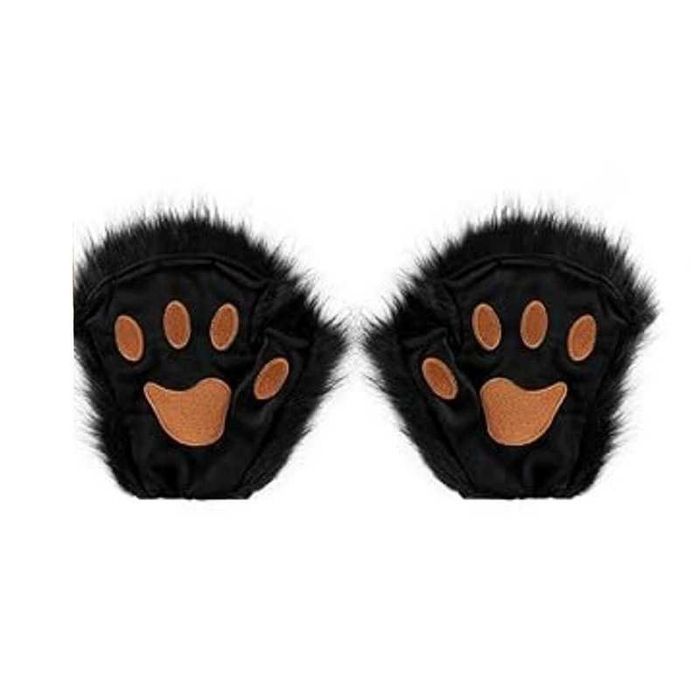 Przebranie lisa ogon pluszowa maska łapki na karnawał czarne