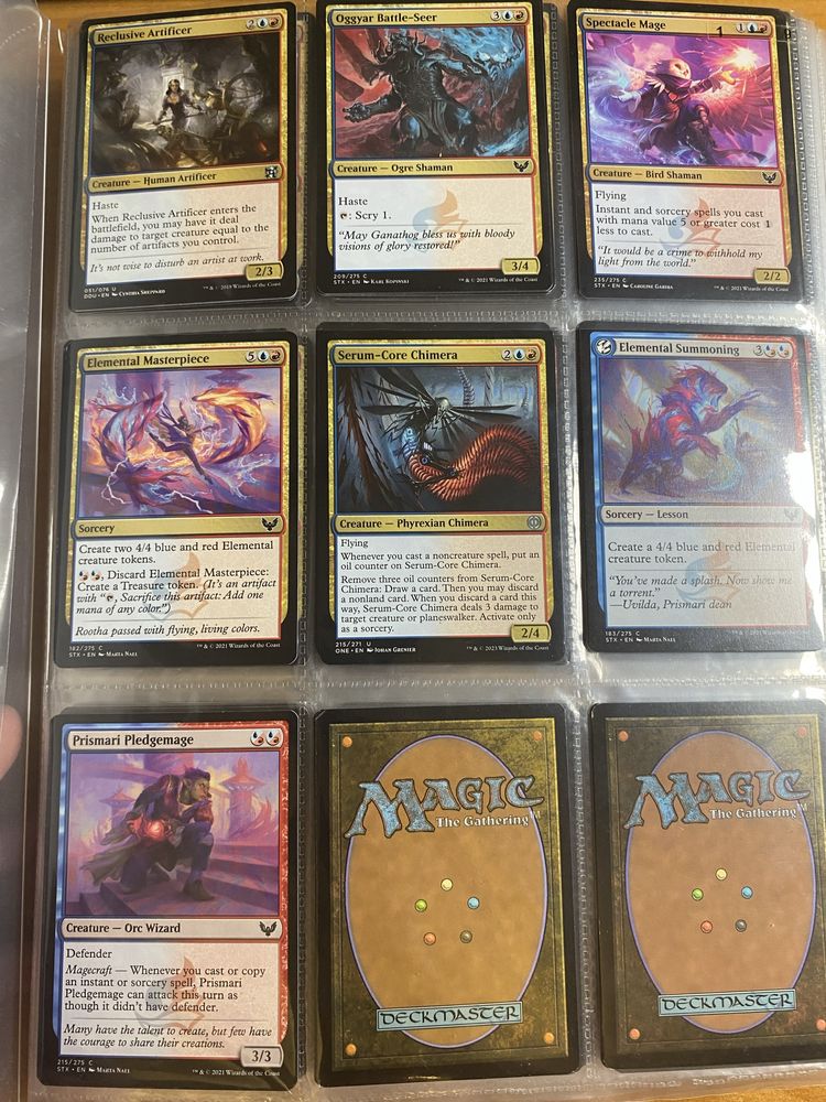 Magic the gathering 52 karty izzet czerwono niebieskie kazda inna