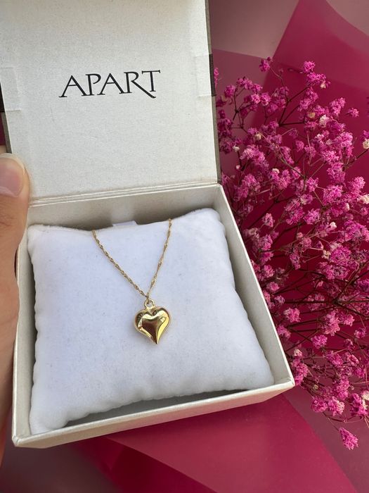 Naszyjnik z sercem złotym dmuchane serduszko pozłacany srebro 925 nowy