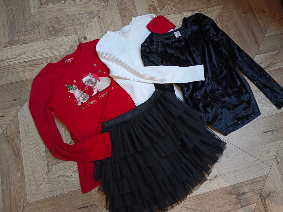 Zara tiulowa spódniczka bluzki święta mikołaj 152
