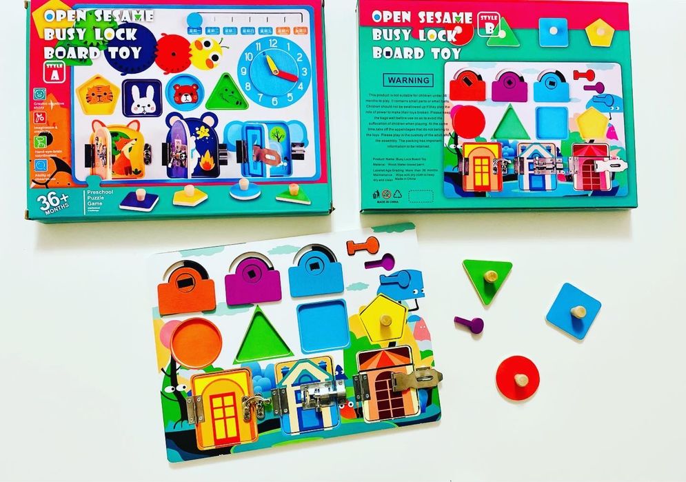 Деревяний бізіборд Монтессорі