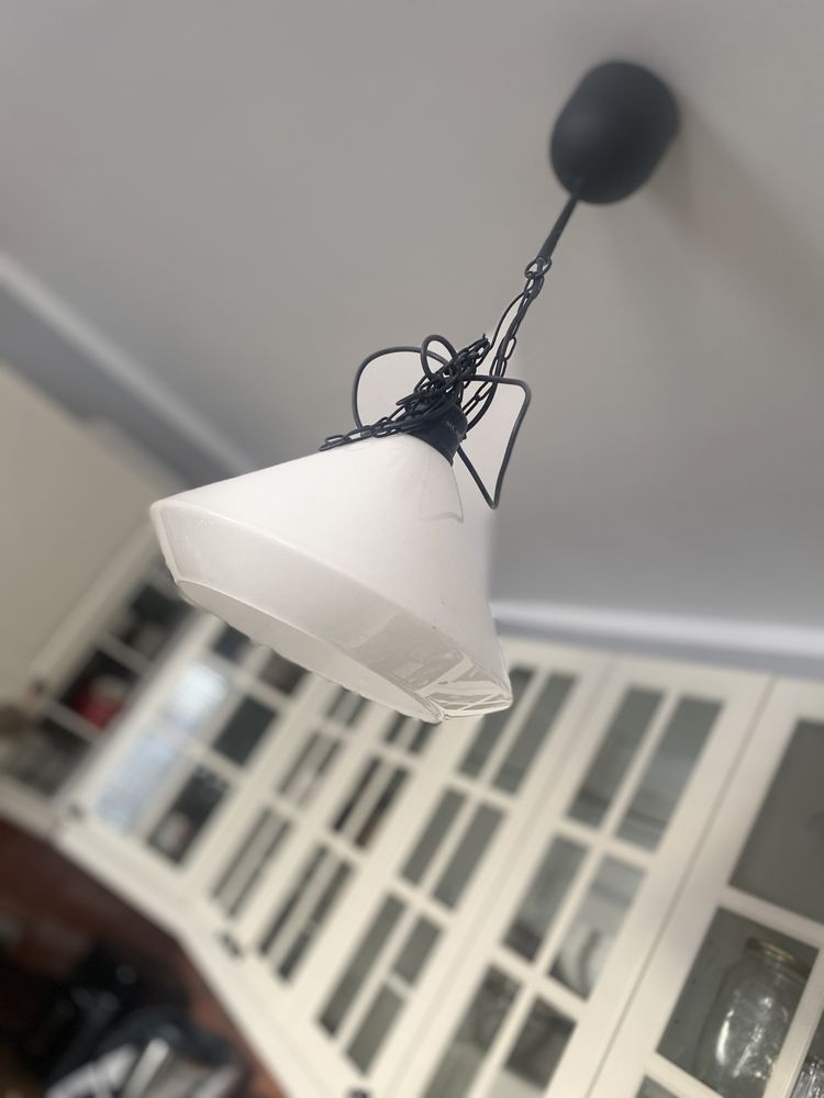 Komplet 2 lamp wiszących Alvangen, białe, klosz szklany