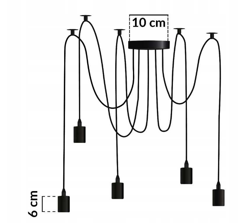 Profesjonalna Lampa WISZĄCA sufitowa PAJĄK 5 żyrandol LOFT (OKAZJA)