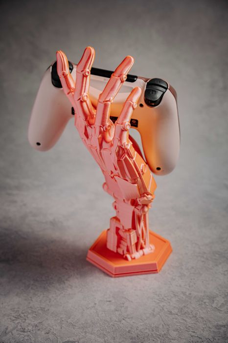 Zmiennobarwna Robo-ręka Cyberpunk - Holder na pady - Różowo-złota