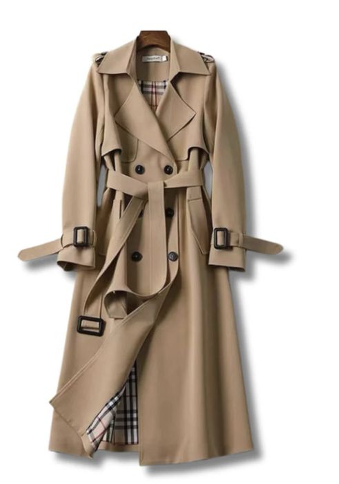Płaszcz damski długi trencz beżowy