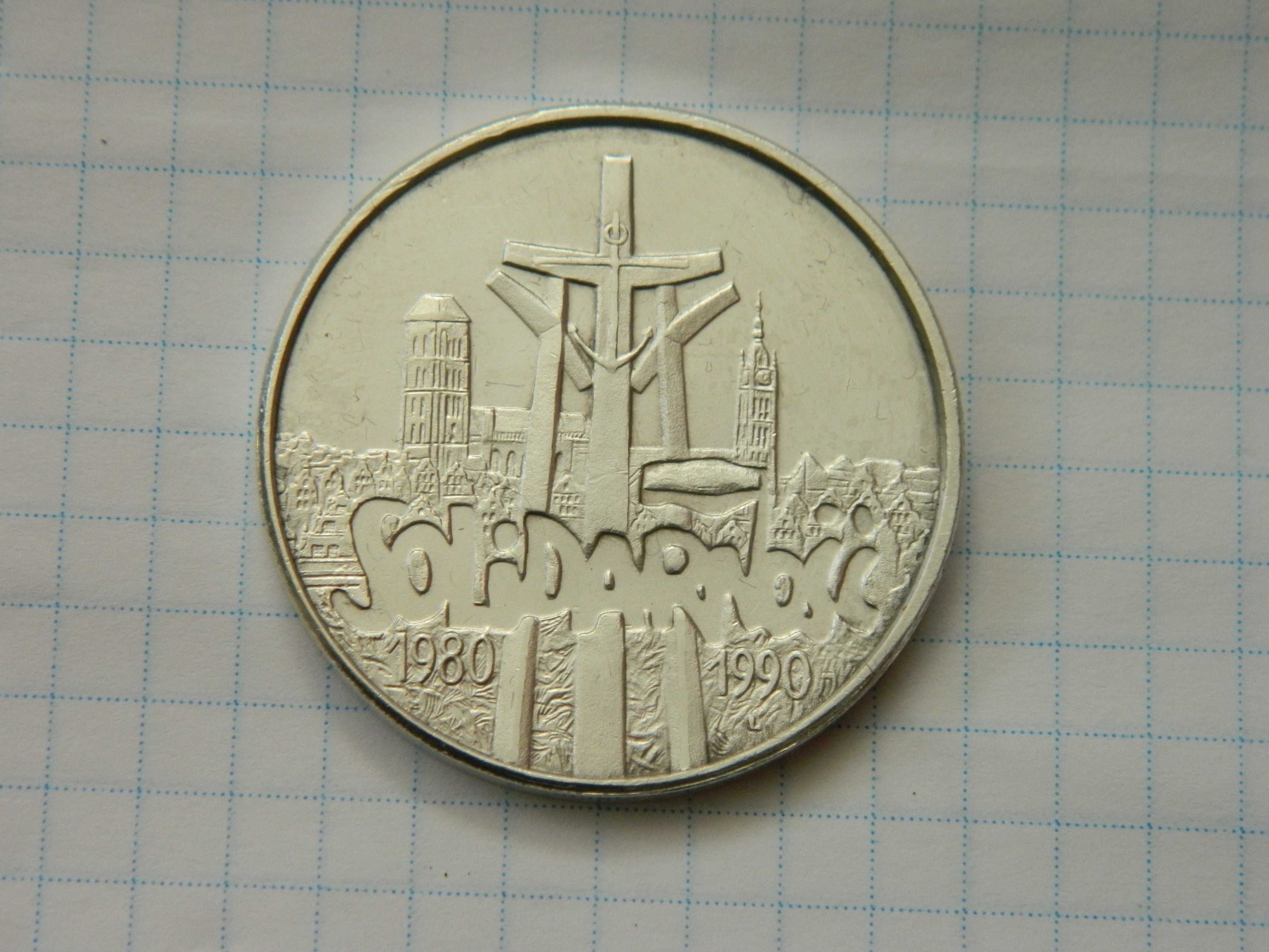 100 000 злотих 1990 року. Солідарність.  Польща. Срібло 999проби.