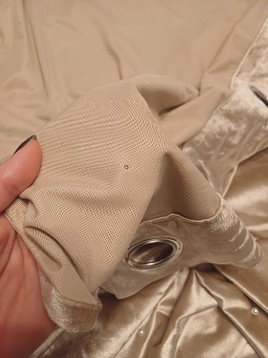 2 zasłony beżowe Home and You z perełkami