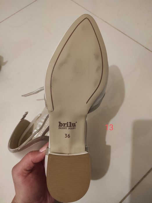 Baleriny Brilu Hedwig Ivory rozm. 36. Perłowe. Trudno dostępne! Ślub
