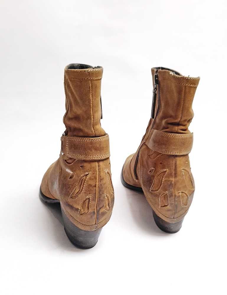 Botas Pele Castanho Camel Botins Senhora 38 Francesco Morichetti
