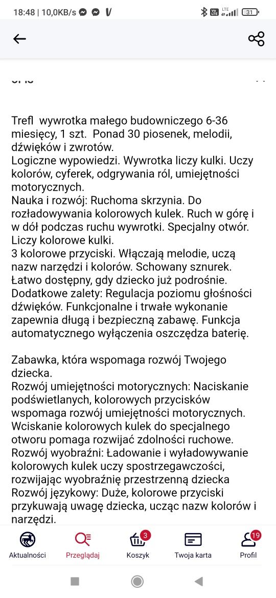 Vtech, wywrotka Małego Budowniczego, zabawka edukacyjna