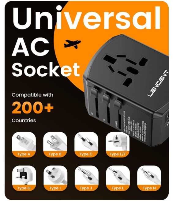 Uniwersalny adapter podróżny LENCENT 5 w 1