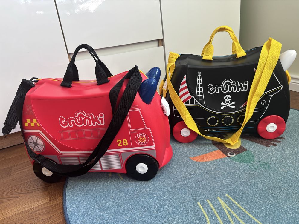 Walizki jeździki dziecięce trunki picacka i wóz strażacki