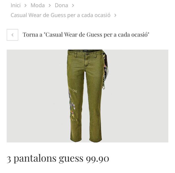 Guess spodnie materialowe chinos chinosy z haftem haftowane khaki s 36