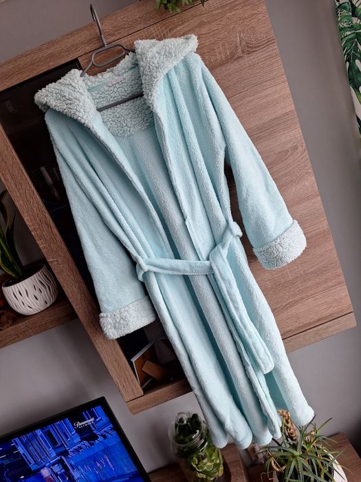 Pastelowy zielony Szlafrok Polarowy M/L