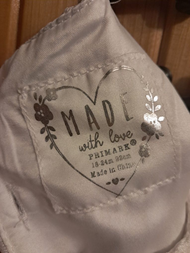 Sukienka do chrztu Primark r. 92 na 18-24 m + futerko bolerko