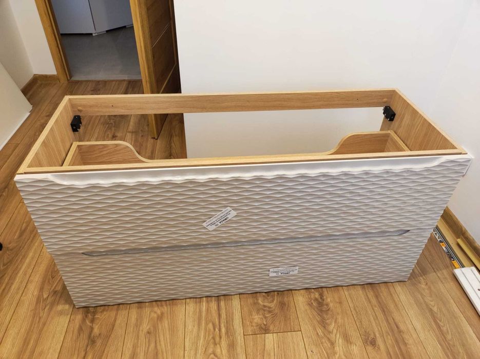 Szafka pod umywalkę 120 cm OCEAN BEIGE - ryflowana