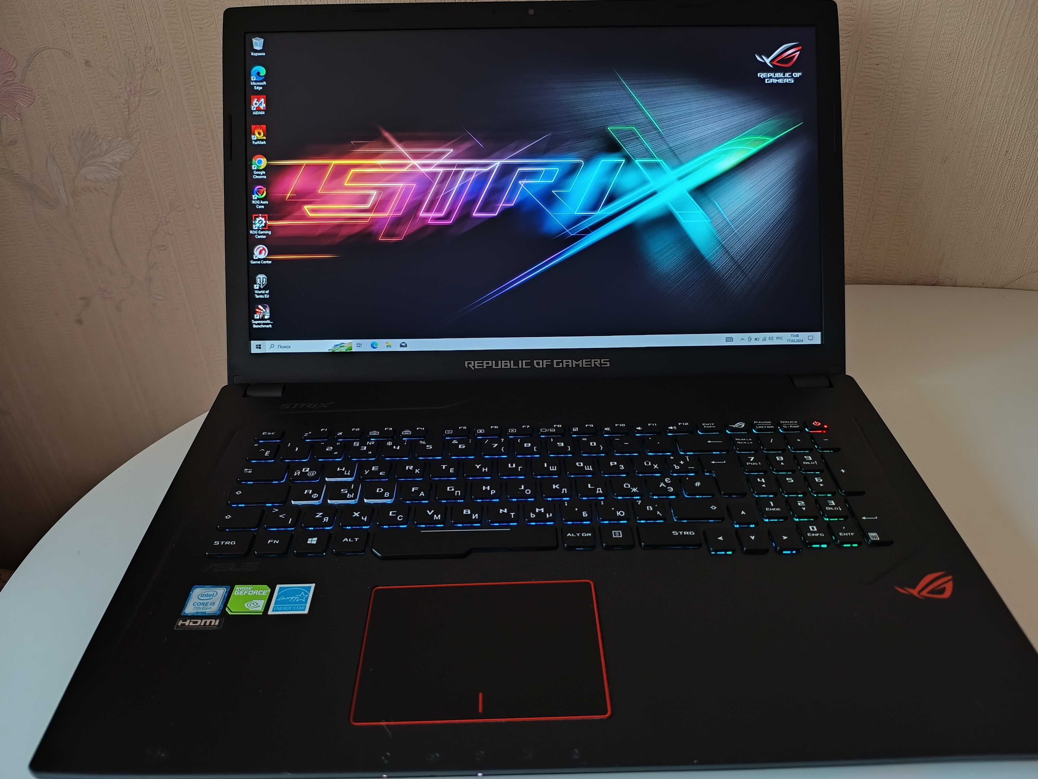 Asus ROG STRIX GL753V i5-7300HQ 16Gb nVIDIA GTX1050 4G SSD128Gb HDD1Tb