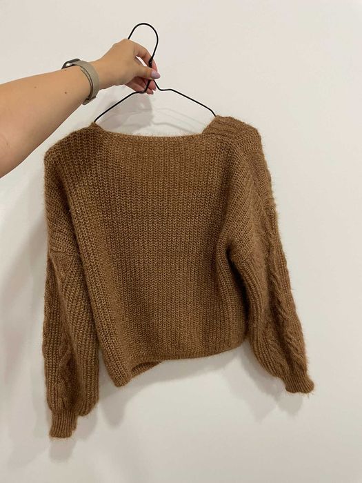 Casaco malha castanho