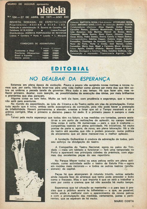 Revista Plateia - ano de 1971 - número 534