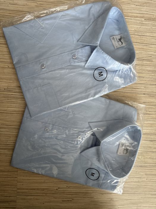 Koszule niebieskie męskie Adler M 48 krótki długi rękaw