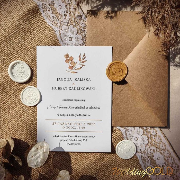 Beżowe boho jednokartkowe zaproszenie ślubne
