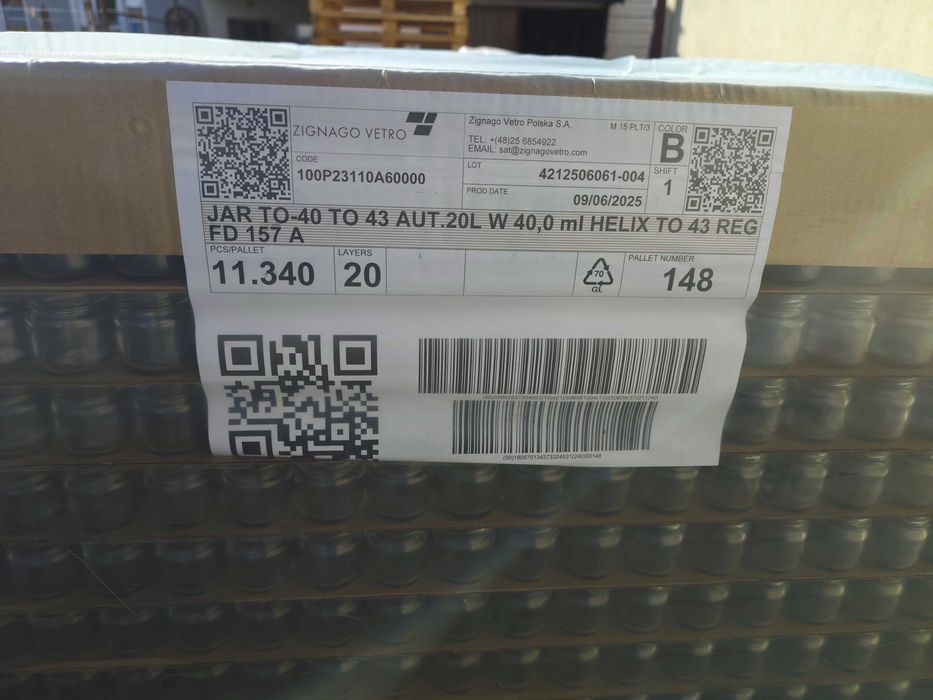 Słoiczki 40ml / paleta 11340 sztuk