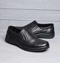 39-48 Кожаные черные прошитые туфли на широкую ногу на резинке Traffic