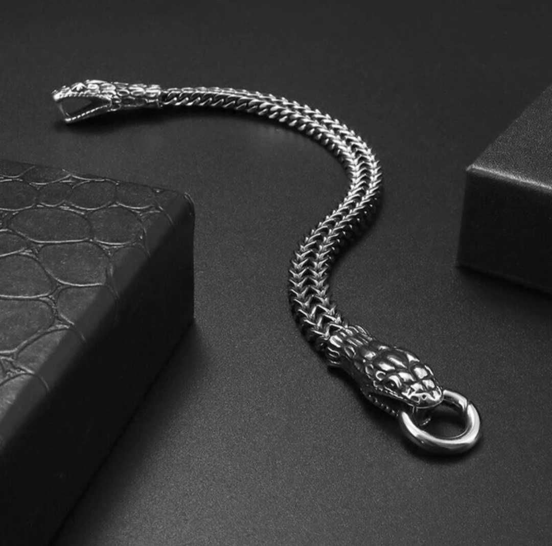 Pulseira bracelet homem liga aço masculina snake