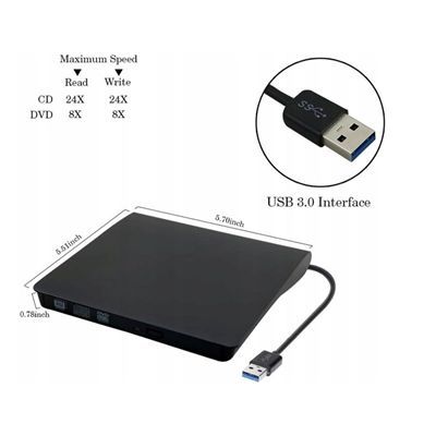 Napęd Nagrywarka Cd Dvd-R/Rw Zewnętrzny Usb 3.0