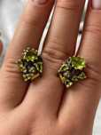 Серьги ручной работы из  серебра 925 пробы с  зеленым перидотом