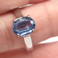 Серебряное кольцо ручной работы с синим кианитом, размер 17,5