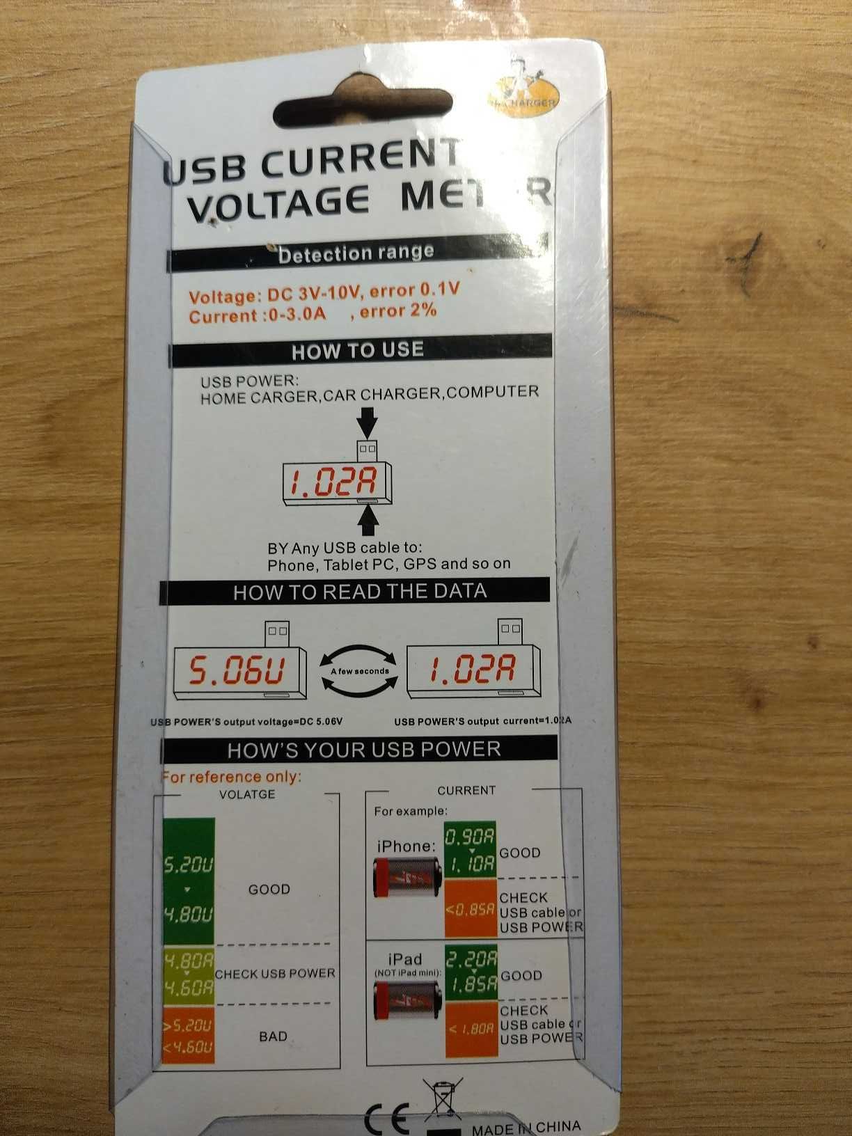 Miernik Tester napięcia i natężenia USB