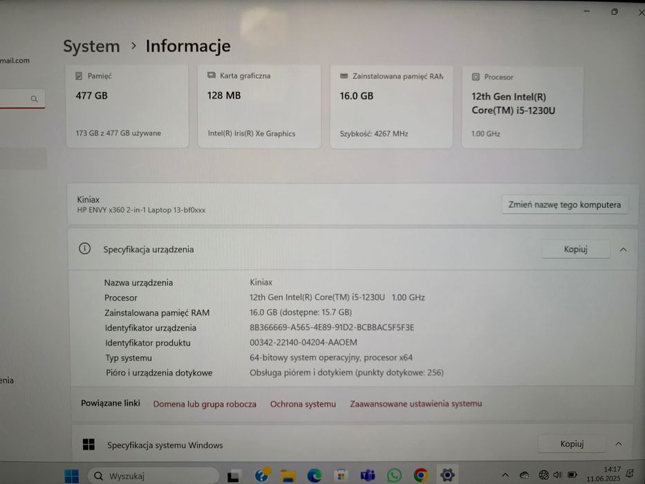 HP Envy x360 13,3'' Intel i5 16 512GB SSD dotykowy LAPTOP Tablet KOMPL