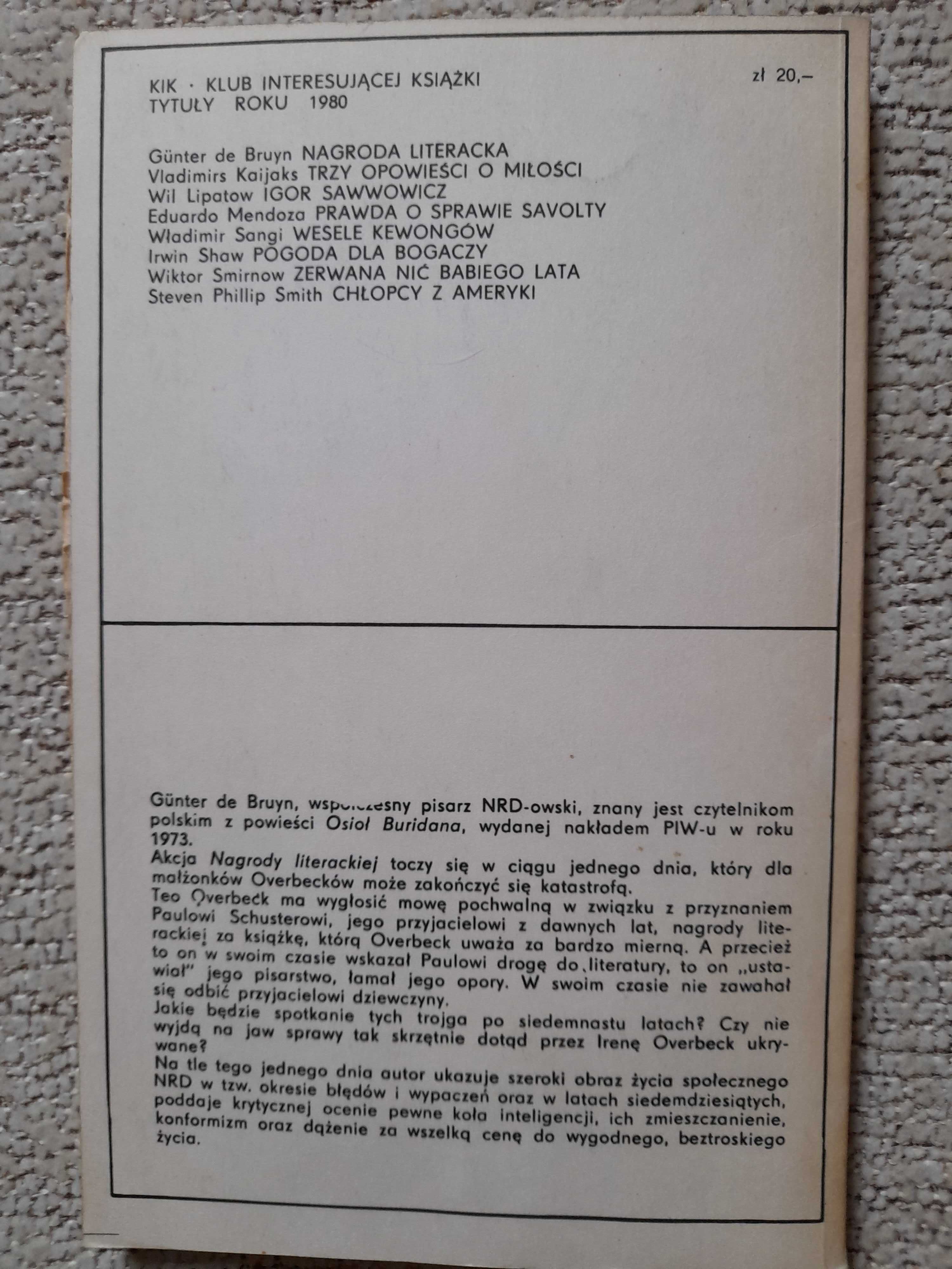 Książka "Nagroda literacka" Gunter de Bruyn