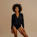 Nago czarne eleganckie body tencel
